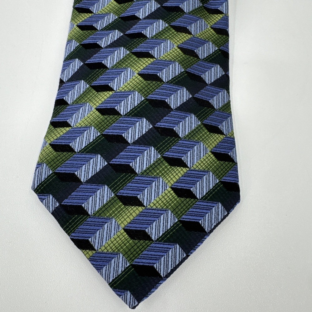 Kolte Italy VTG Necktie New Mens 100% Silk Ties Blue Green Modern Design 58"